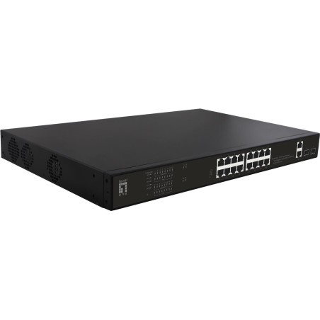 LevelOne GEP-2021 - Switch - 16 x 10/100/1000 (PoE) + 2 x 10/100/1000 + 2 x Gigabit SFP (Uplink) - Desktop, an Rack montierbar