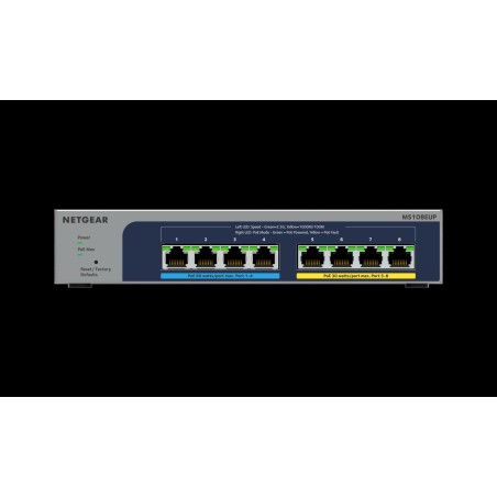 NETGEAR Plus MS108EUP - Switch - managed - 4 x 100/1000/2,5G (PoE++) + 4 x 100/1000/2,5G (PoE+) - Desktop, wandmontierbar - PoE