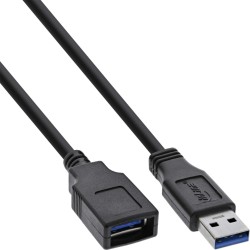 InLine - USB-Verlängerungskabel - USB Typ A (M) zu USB Typ A (W) - USB 3,2 Gen 1 - 1,0m - Schwarz (Packung mit 80) (B-35610)