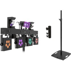 EUROLITE Set LED KLS Scan Pro Next FX Kompakt-Lichtset + BPS-3 Boxenhochständer schwarz (20000979)