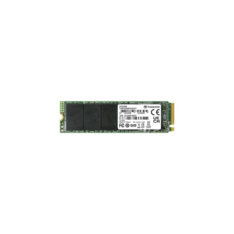 Transcend MTE670T M.2 512 GB PCI Express 3.0 NVMe 3D NAND (TS512GMTE670T)