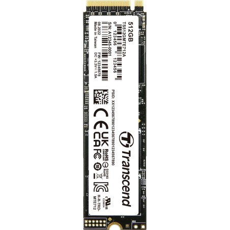 Transcend MTE712A - SSD - verschlüsselt - 512 GB - intern - M.2 2280 (doppelseitig) - PCIe 4.0 x4 (NVMe) - 256-Bit-AES - Self-E