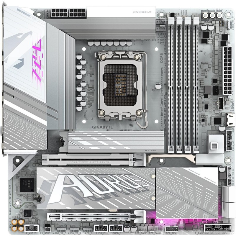 GIGABYTE AORUS Z890M ELITE WIFI7 ICE - Motherboard - micro ATX - LGA1851-Sockel - Z890 Chipsatz - USB4, USB-C 3,2 Gen2, USB 3,2