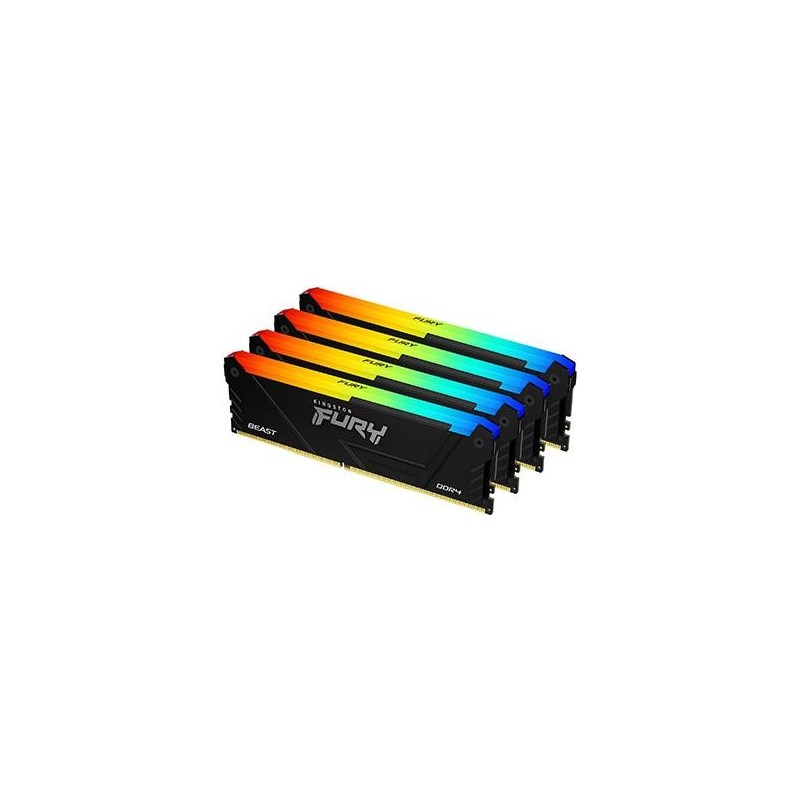 Kingston FURY Beast RGB - DDR4 - Kit - 128GB: 4 x 32GB - DIMM 288-PIN - 1800 MHz / PC4-28800 - CL18 - non-ECC - Schwarz (KF436C
