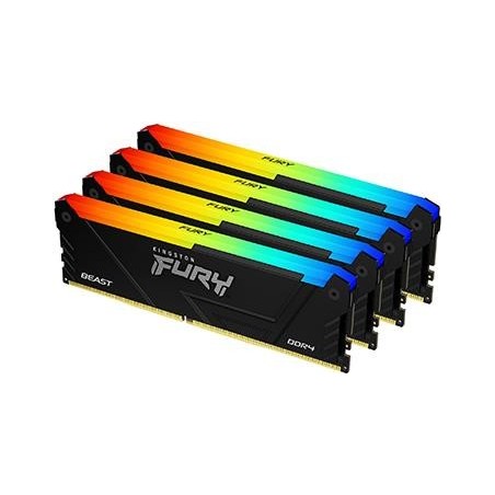Kingston FURY Beast RGB - DDR4 - Kit - 128GB: 4 x 32GB - DIMM 288-PIN - 1800 MHz / PC4-28800 - CL18 - non-ECC - Schwarz (KF436C