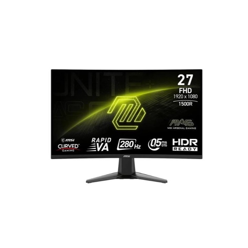 MSI MAG 276CXFDE, Gaming-Monitor - (68.6 cm (27 Zoll), schwarz, FullHD, Rapid VA, Curved, HDMI, DP, 280Hz Panel) [Energieklasse