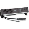 Bachmann DESK2 ALU BLACK 2xCEE7/3 1.0m 1xUSBCharger A/C 22W 1xUSB C (937.3410)