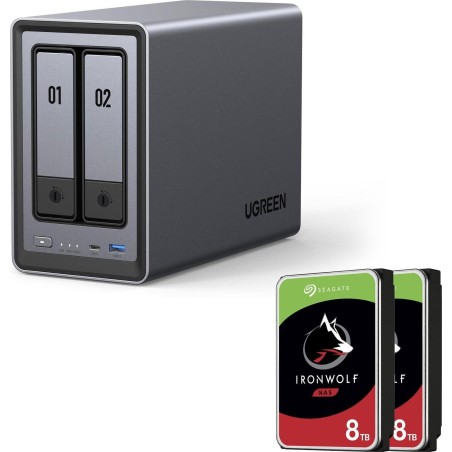 Ugreen NASync DXP2800 2-Bay NAS mit 16 TB (2x 8 TB Seagate IronWolf) Intel N100 8 GB DDR5