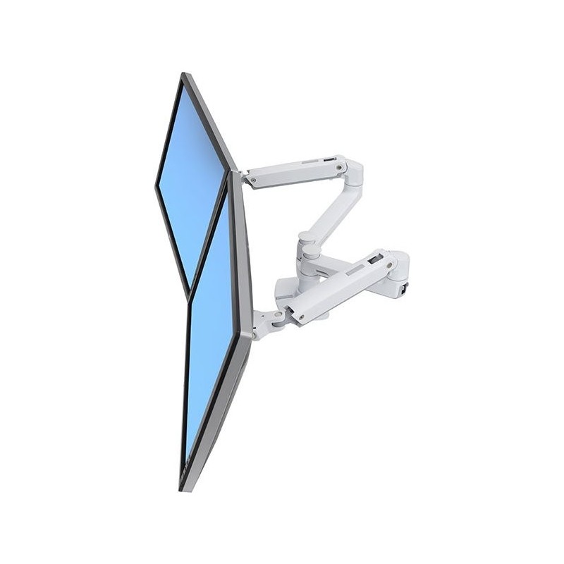 ERGOTRON LX Dual Monitor Arm in Weiß - Monitor Tischhalterung mit patentierter CF-Technologie für 2 Bildschirme nebeneinander b