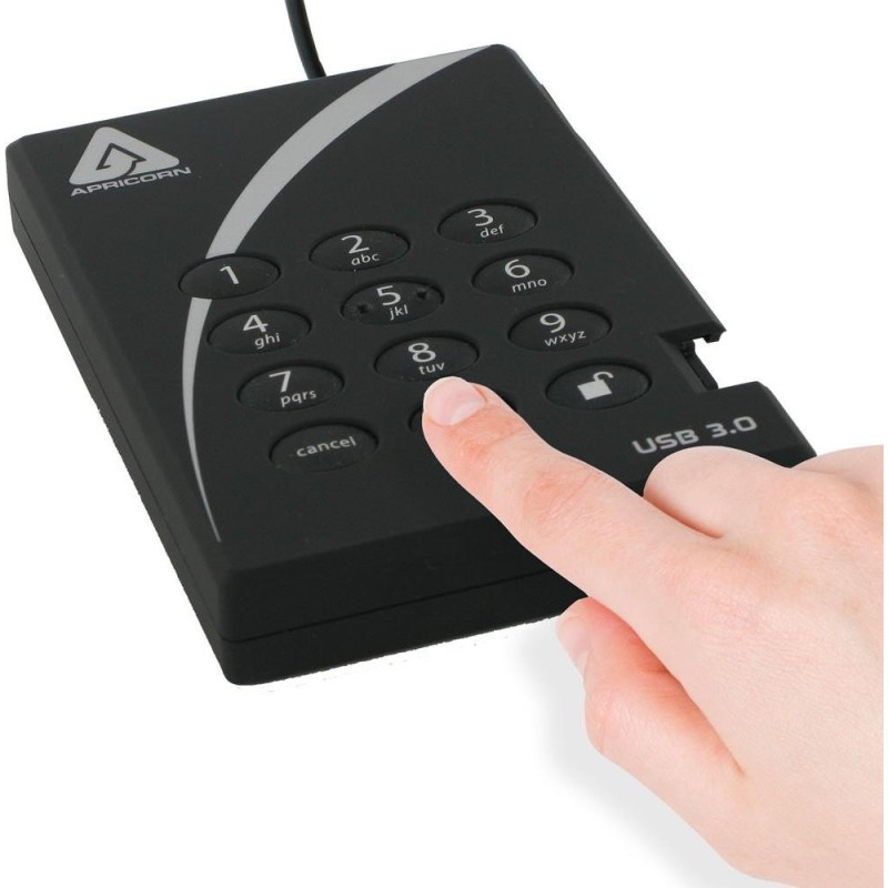 Apricorn Aegis Padlock A25-3PL256-1000 - Festplatte - verschlüsselt - 1 TB - extern (tragbar) - 2.5" (6.4 cm) - USB 3.0 - 5400