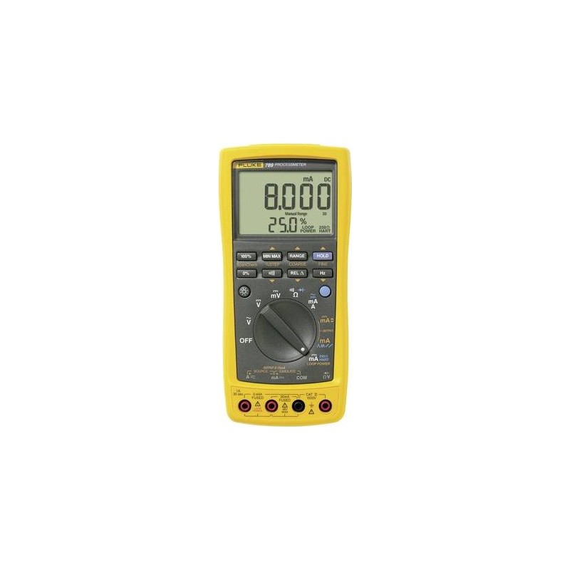 Fluke 789. Breite: 100 mm, Tiefe: 203 mm, Höhe: 50 mm. Akku-/Batterietyp: AA. Anzeige: LCD (3977194)