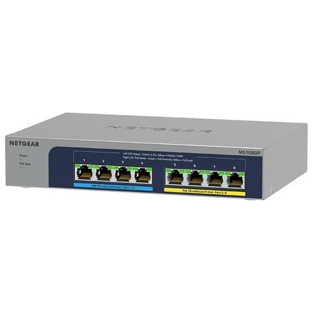 Netgear MS108UP 8-Port Ultra60 PoE++ Multi-Gigabit (2.5G) Ethernet Unmanaged Switch mit 230W PoE-Budget 1G/2,5G-Ports, Desktop/