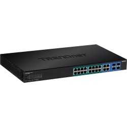 TRENDnet TPE 1620WSF - Switch - L2+ - Smart - 16 x 10/100/1000 (PoE+) + 4 x Shared Gigabit SFP - an Rack montierbar - PoE+ (370