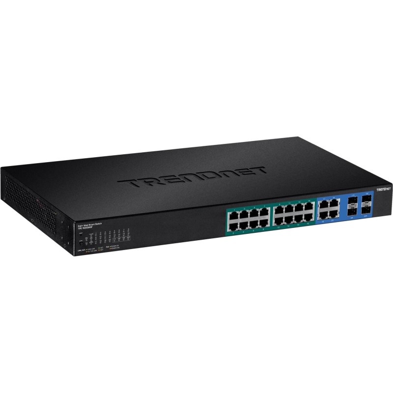 TRENDnet TPE 1620WSF - Switch - L2+ - Smart - 16 x 10/100/1000 (PoE+) + 4 x Shared Gigabit SFP - an Rack montierbar - PoE+ (370