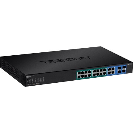 TRENDnet TPE 1620WSF - Switch - L2+ - Smart - 16 x 10/100/1000 (PoE+) + 4 x Shared Gigabit SFP - an Rack montierbar - PoE+ (370