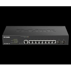 D-Link DGS 2000-10P - Switch - L3 - managed - 8 x 10/100/1000 (PoE+) + 2 x Fast Ethernet/Gigabit SFP, kombiniert - an Rack mont