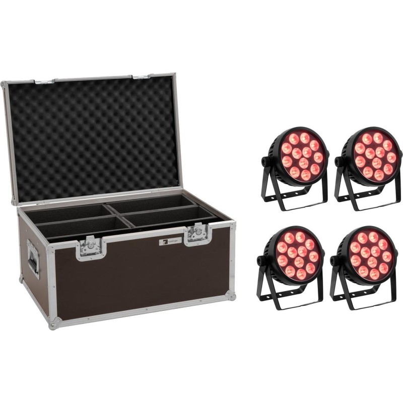EUROLITE Set 4x LED 7C-12 Silent Slim Spot + Case (20000682)