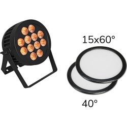 EUROLITE Set LED IP PAR 12x8W QCL Spot + 2x Diffusorscheibe (15x60 und 40 ) (20000671)