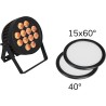 EUROLITE Set LED IP PAR 12x9W SCL Spot + 2x Diffusorscheibe (15x60 und 40 ) (20000673)