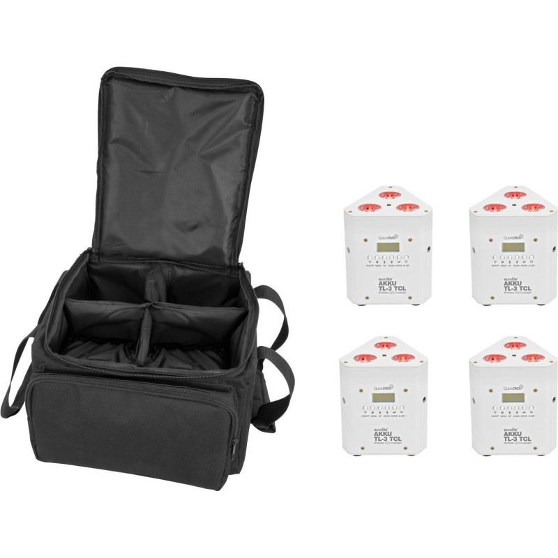 EUROLITE Set 4x AKKU TL-3 TCL weiß + SB-4 Soft-Bag (20000649)