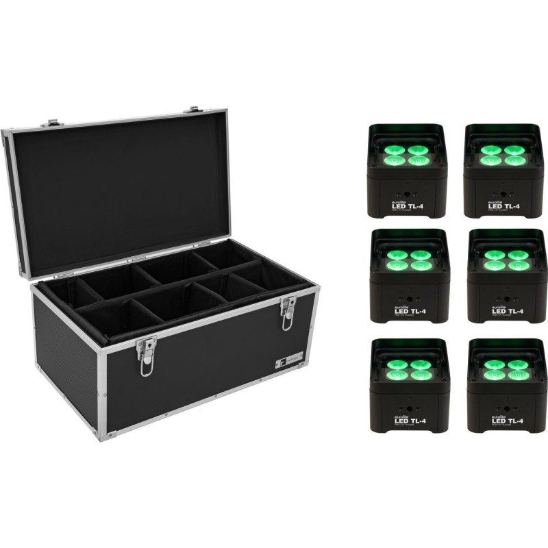 EUROLITE LED TL-4 Trusslight 6er Set - RGB+UV Scheinwerfer inkl. Roadinger Case & Fernbedienung (20000637)