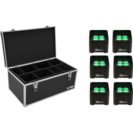 EUROLITE LED TL-4 Trusslight 6er Set - RGB+UV Scheinwerfer inkl. Roadinger Case & Fernbedienung (20000637)