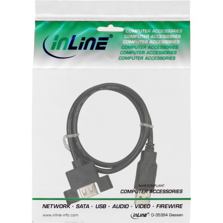 InLine - USB-Verlängerungskabel - USB (M) zu USB (W) schraubbar - USB2.0 - 60cm - Schwarz (Packung mit 120) (B-33440E)