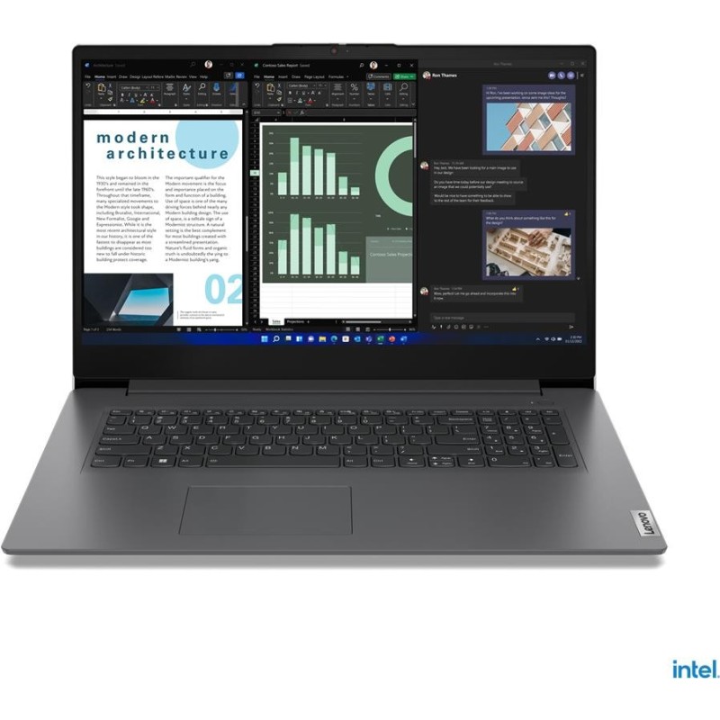 Lenovo V V17 Laptop 43,9 cm (17.3") Full HD Intel U U300 8 GB DDR4-SDRAM 512 GB SSD Wi-Fi 6 (802.11ax) Windows 11 Home Grau (8