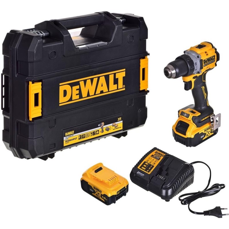 BOHRER/TREIBER DEWALT DCD800P2T-QW 18V 2X5,0AH BL TSTAK (DCD800P2T)