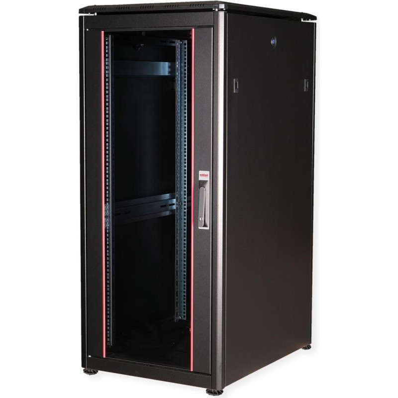 ROLINE 19 Zoll Netzwerkschrank Pro 26 HE 600x800 BxT Glastür schwarz (26.21.0222)
