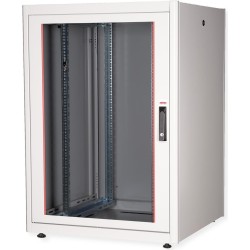 Roline Basic - Schrank Netzwerkschrank - Glas Tür, 800 x 800 (B x T) - RAL 7035, Hellgrau - 22U - 48.3 cm (19") (26.21.0033)
