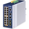 PLANET IP30 Industrial L2/L4 16-Port Managed L2/L4 Gigabit Ethernet (10/100/1000) Power over Ethernet (PoE) Aluminium - Blau (I