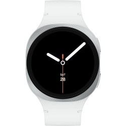 Samsung Galaxy Watch8 - 44 mm - silber - intelligente Uhr mit Sportband - Gummi - weiß - Bandgröße: M/L - Anzeige 3.7 cm (1.47"