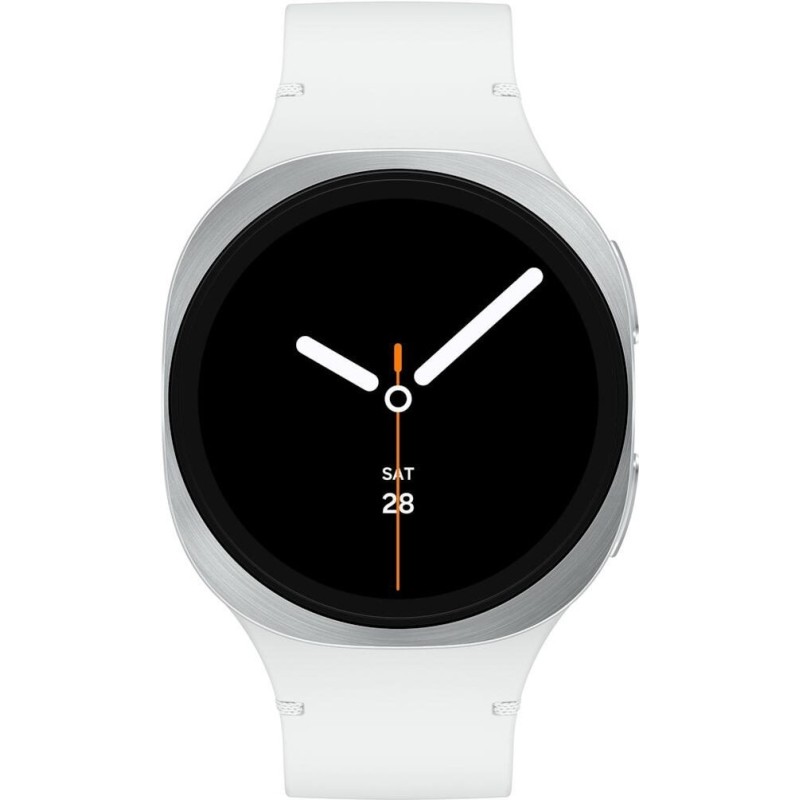 Samsung Galaxy Watch8 - 44 mm - silber - intelligente Uhr mit Sportband - Gummi - weiß - Bandgröße: M/L - Anzeige 3.7 cm (1.47"