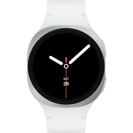 Samsung Galaxy Watch8 - 44 mm - silber - intelligente Uhr mit Sportband - Gummi - weiß - Bandgröße: M/L - Anzeige 3.7 cm (1.47"