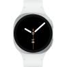 Samsung Galaxy Watch8 - 44 mm - silber - intelligente Uhr mit Sportband - Gummi - weiß - Bandgröße: M/L - Anzeige 3.7 cm (1.47"