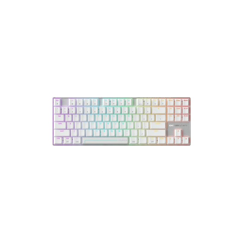 Cherry MX 8.2 Pro TMR Wireless Gaming-Tastatur TKL US International Silber/Weiß