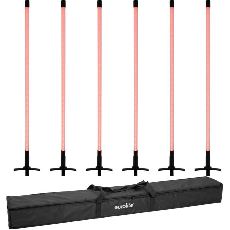 EUROLITE Set 6x LED Leuchtstab 134cm RGB mit IR-Fernbedienung + Soft-Bag