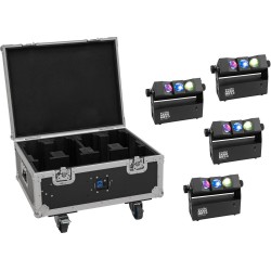 EUROLITE Set 4x AKKU MBT-3 Spot MK2 LED Uplight + Flightcase Rollen Ladebox