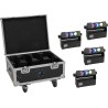 EUROLITE Set 4x AKKU MBT-3 Spot MK2 LED Uplight + Flightcase Rollen Ladebox