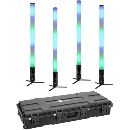 EUROLITE Set 4x AKKU IP Pixel Tube 360 PRO CRMX + Kunststoffcase IP65