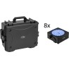 EUROLITE Set 8x AKKU IP Flat Light SMD RGBW IP65 sw + Kunststoffcase mit Trolley