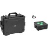 EUROLITE Set 8x AKKU IP Flat Light 3 sw IP65 LED-Scheinwerfer + Trolley-Case
