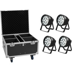 EUROLITE Set 4x LED IP PAR 14x8W QCL RGBW IP65 + Flightcase