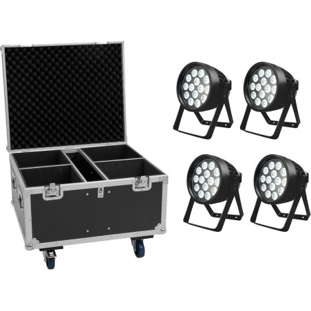 EUROLITE Set 4x LED IP PAR 14x8W QCL RGBW IP65 + Flightcase