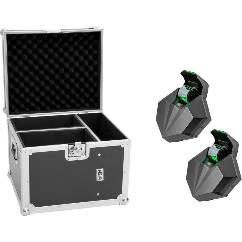 EUROLITE Set 2x LED CAT-80 Strahleneffekt + Flightcase 80W COB Kaltweiß DMX