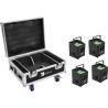 EUROLITE Set 4x AKKU IP UP-4 QCL Spot QuickDMX MK2 IP65 + Flightcase Rollen Ladefunktion
