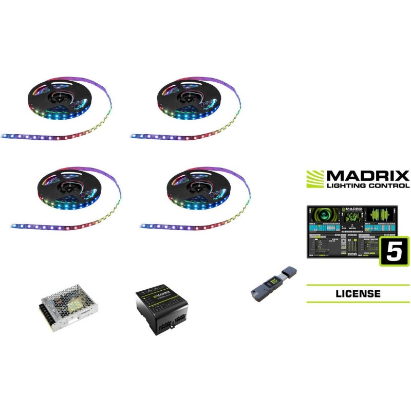 EUROLITE Set 4x LED Pixel Strip RGB 5m inkl. Madrix Start Software 20001059