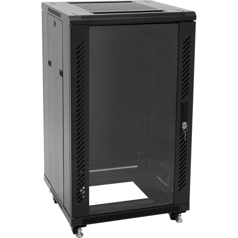 ROADINGER SSC-16 Stahlschrank mit Glastür 16HE 19" Rack 150 kg Last