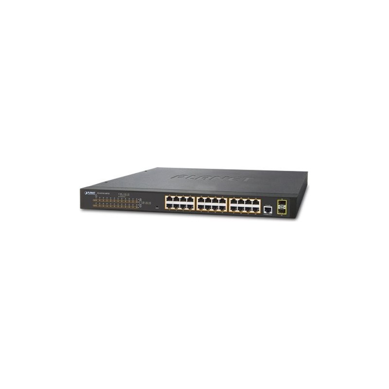 PLANET GS-4210-24P2S - Switch - verwaltet - 24 x 10/100/1000 (PoE+) + 2 x Gigabit SFP - an Rack montierbar - PoE+ (GS-4210-24P2